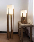 Japanese Walnut Solid Wood Floor Lamp With Linen Shade