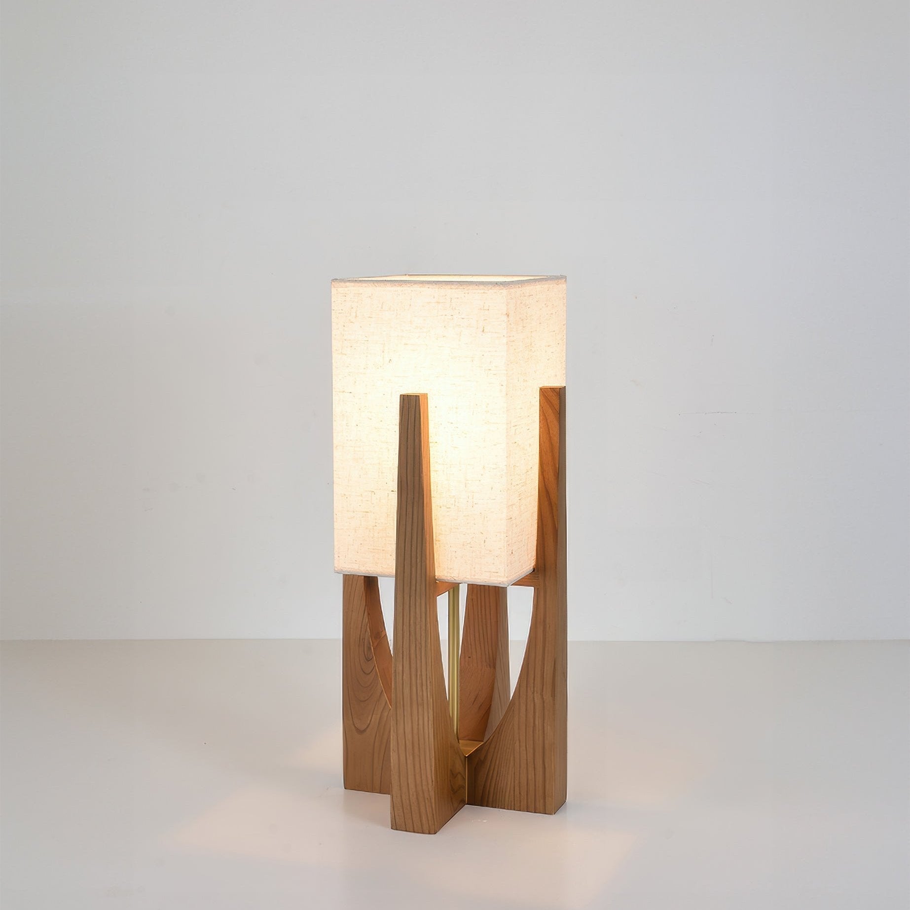 Japanese Walnut Solid Wood Floor Lamp With Linen Shade