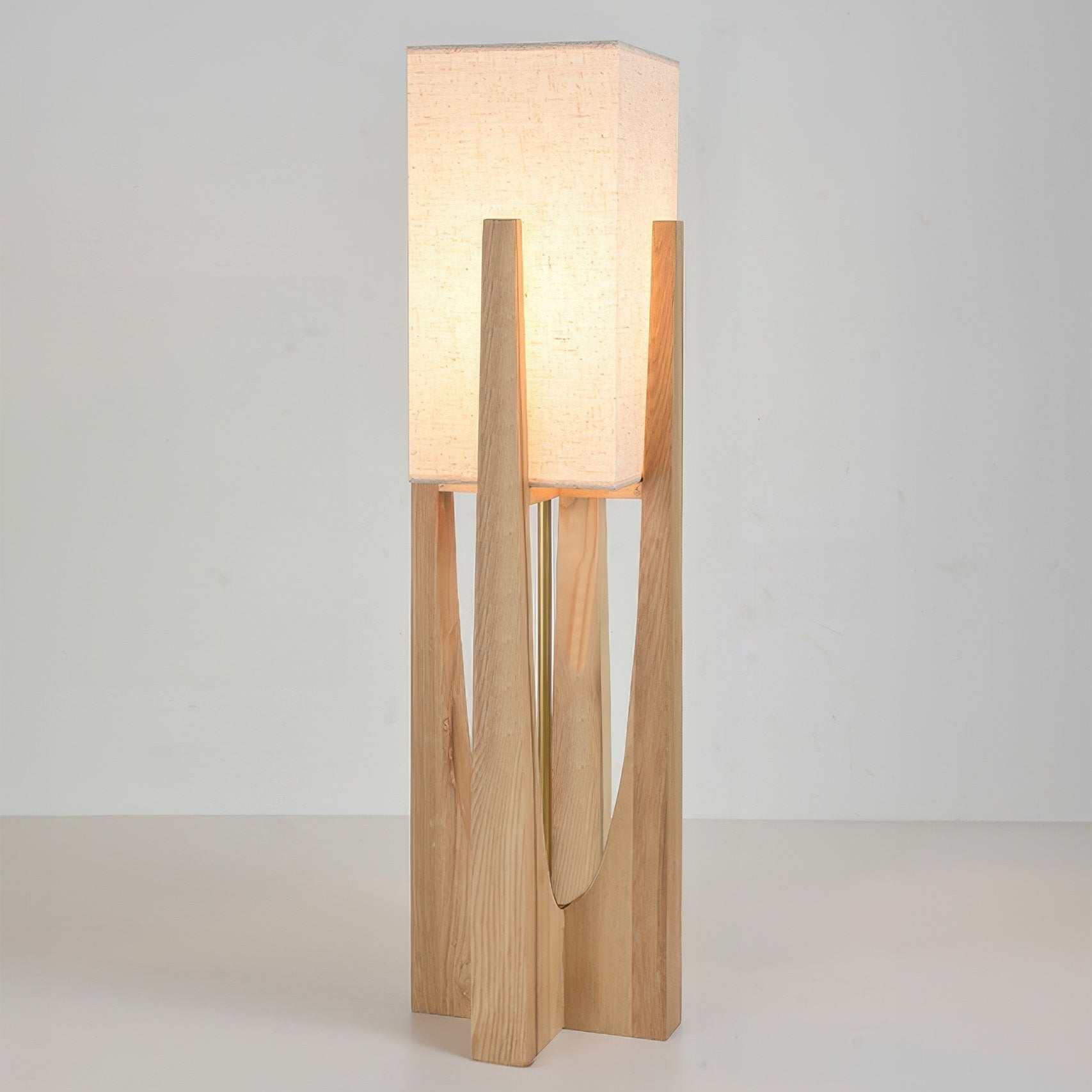 Japanese Walnut Solid Wood Floor Lamp With Linen Shade