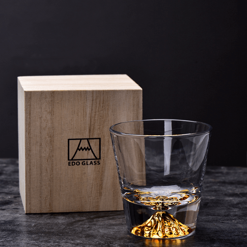 Kitsune Fuji Kiriko Whisky Glass Set by Chamvin Edo Craft