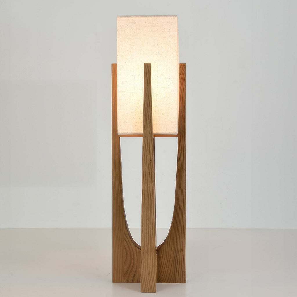 Japanese Walnut Solid Wood Floor Lamp With Linen Shade