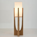 Japanese Walnut Solid Wood Floor Lamp With Linen Shade