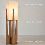 Japanese Walnut Solid Wood Floor Lamp With Linen Shade