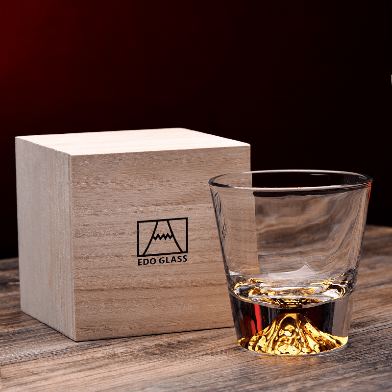 Kitsune Fuji Kiriko Whisky Glass Set by Chamvin Edo Craft