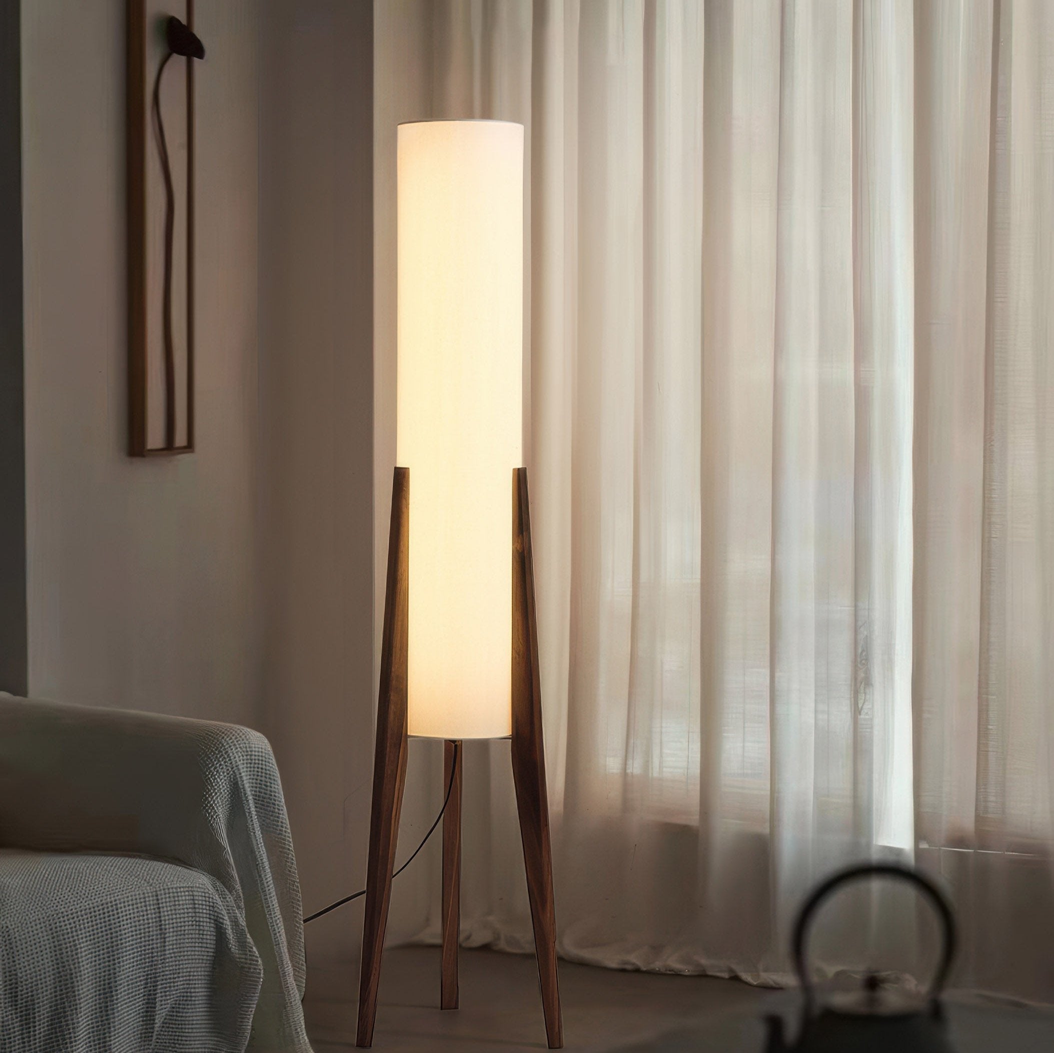 Walnuss Massivholz Stehlampe für Wohnzimmer und Schlafzimmer
