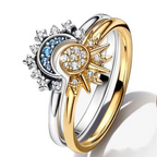 Lunara Sparkling Moon And Sun Silver Crystal Ring For Elegant Statement And Confident Style
