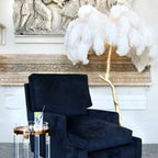 Ostrich Feather LED Floor Lamp Adjustable Height, Soft Glow