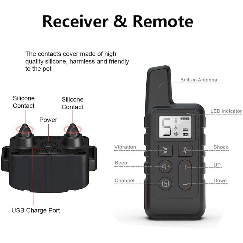 AstraGuard Pro Waterproof Dog Training Collar, 500m Range