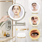 Matte Silver LED Magnifying Vanity Mirror, Wall-Mounted