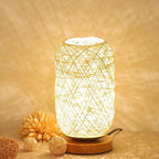 Rattan Table Lamp with Woven Rope Shade and Wooden Base – Cozy Bedside Lamp for Living Room and Bedroom 6