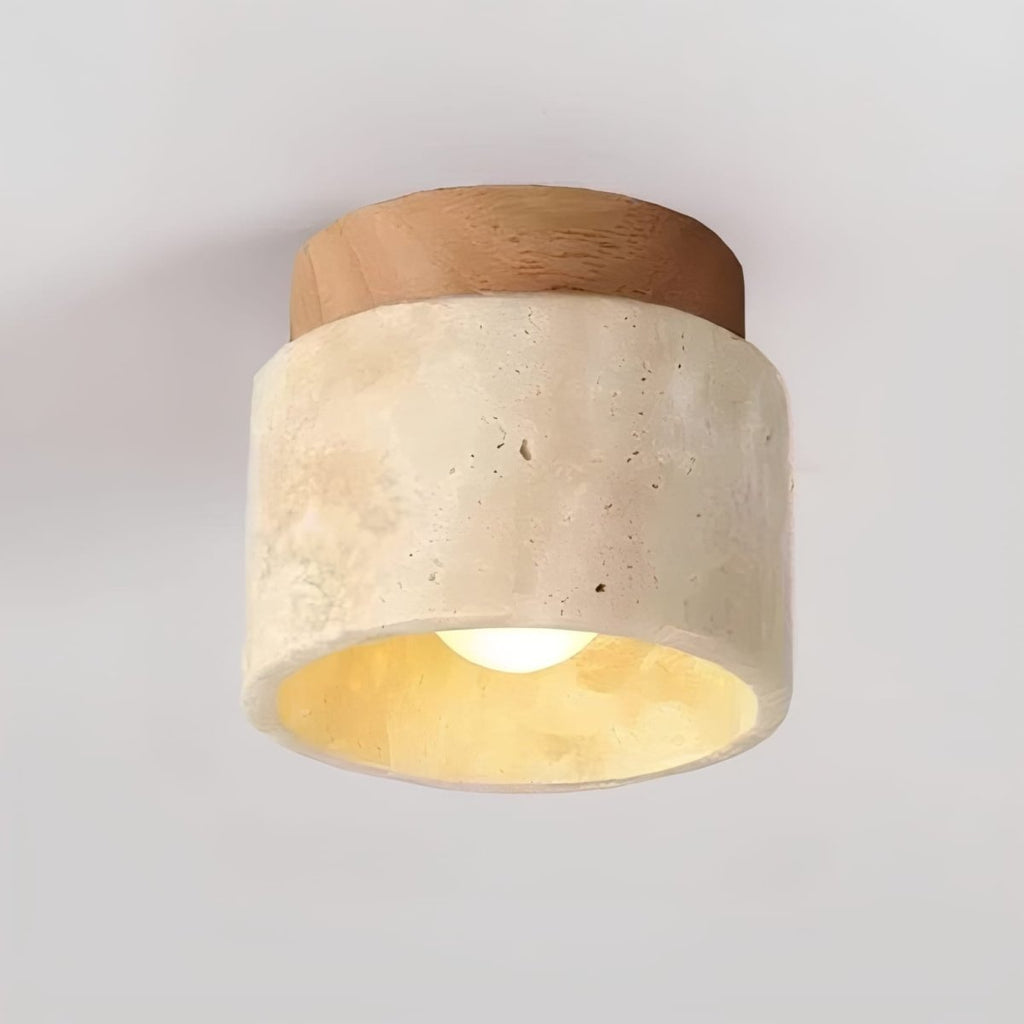 Recessed Travertine LED Chandelier Light – Elegant Natural Design with Soft Warm Glow and Metal Finish 0