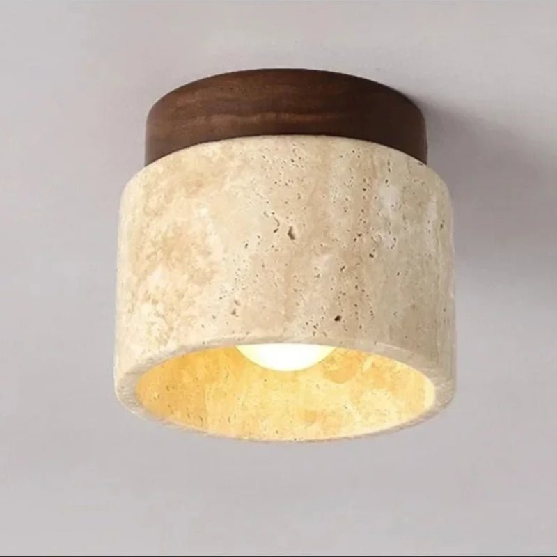 Recessed Travertine LED Chandelier Light – Elegant Natural Design with Soft Warm Glow and Metal Finish 1