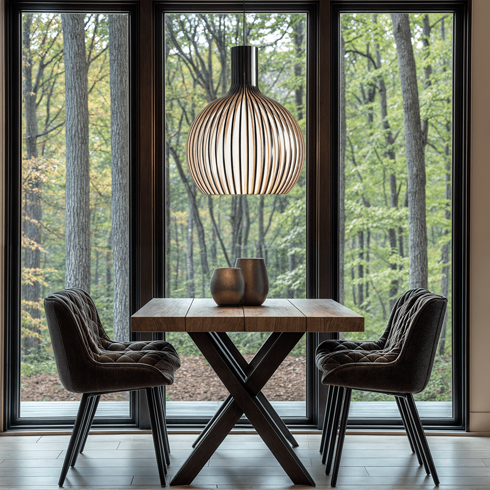 Rustic Wooden Cage Pendant Light – Adjustable Bamboo Hanging Light for Kitchen and Modern Interiors 1