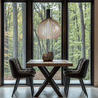 Rustic Wooden Cage Pendant Light – Adjustable Bamboo Hanging Light for Kitchen and Modern Interiors 1