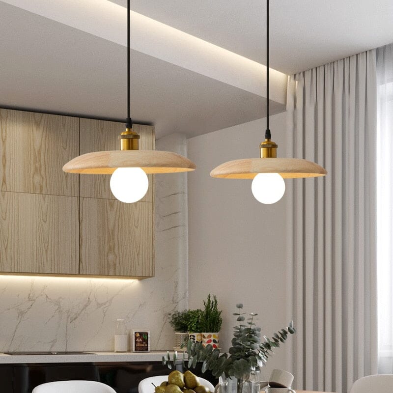 Nordic Oak Wood Pendant Light With Warm Glow - LumaNord