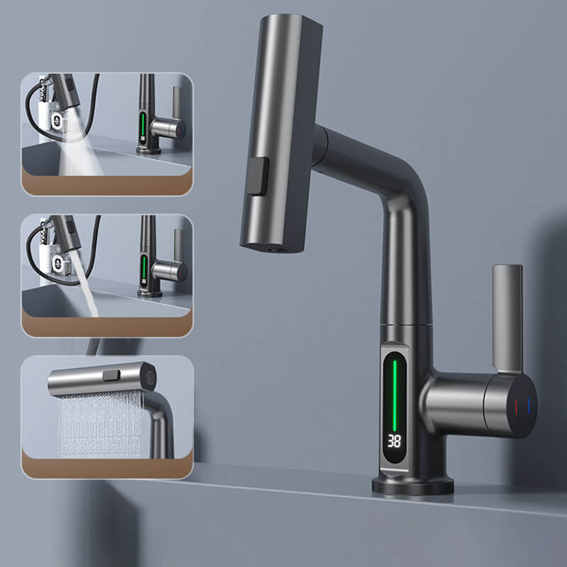 Quorra AquaFlex Pull-Out Faucet For Kitchen And Bathroom, 60cm Extendable Hose, 360 Degree Swivel, High Arc Design