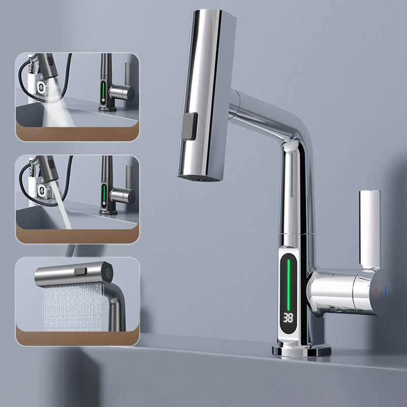 Quorra AquaFlex Pull-Out Faucet For Kitchen And Bathroom, 60cm Extendable Hose, 360 Degree Swivel, High Arc Design