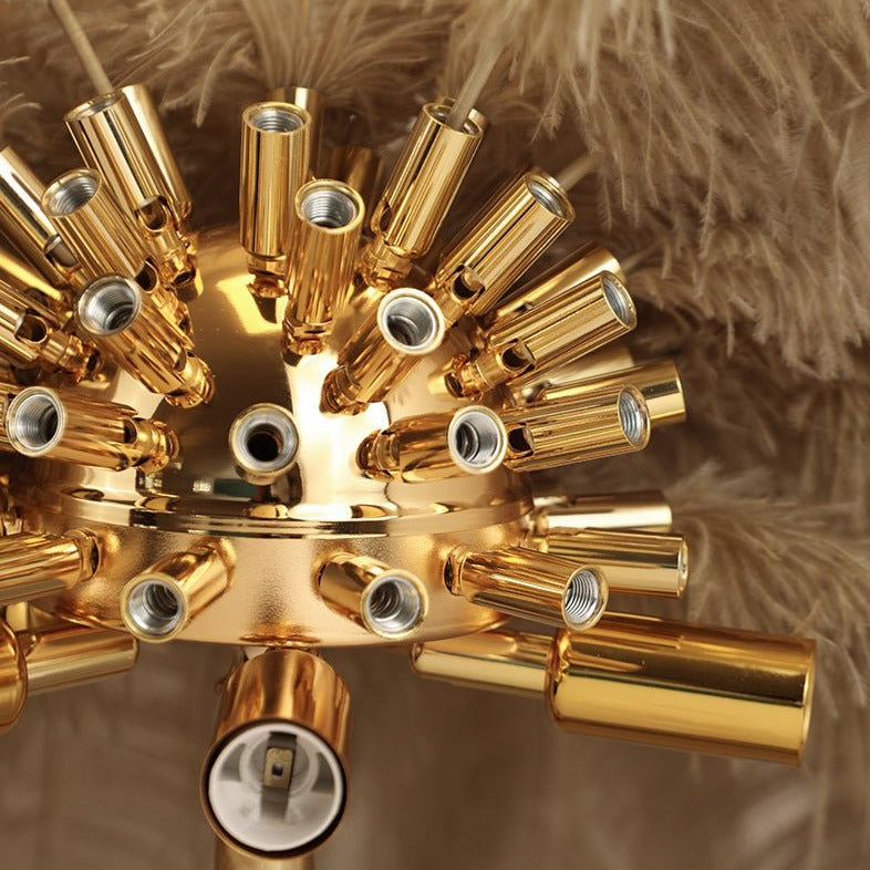 Ostrich Feather LED Floor Lamp Adjustable Height, Soft Glow