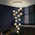 AuroraNova Glass Ball Staircase Chandelier for Stairs