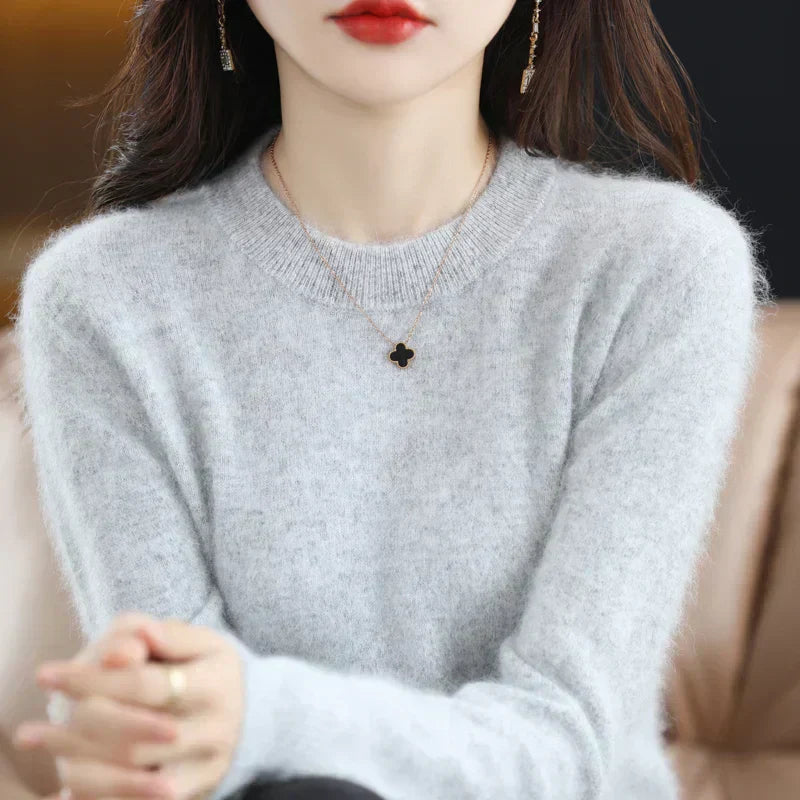 Aurela Women’s 100% Cashmere O-Neck Sweater Slim Fit