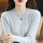 Aurela Women’s 100% Cashmere O-Neck Sweater Slim Fit