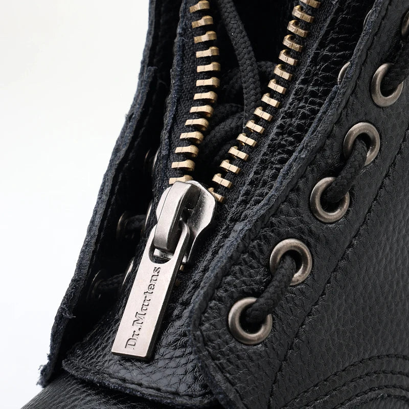 Virelle Echtleder Plateau-Stiefel mit Frontreißverschlusssohlen