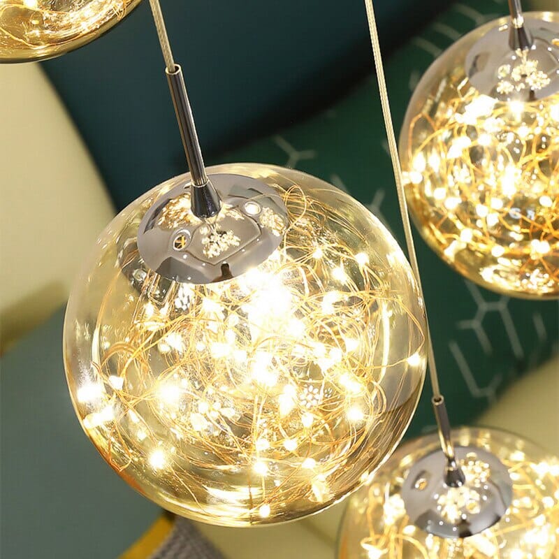 AuroraNova Glass Ball Staircase Chandelier for Stairs