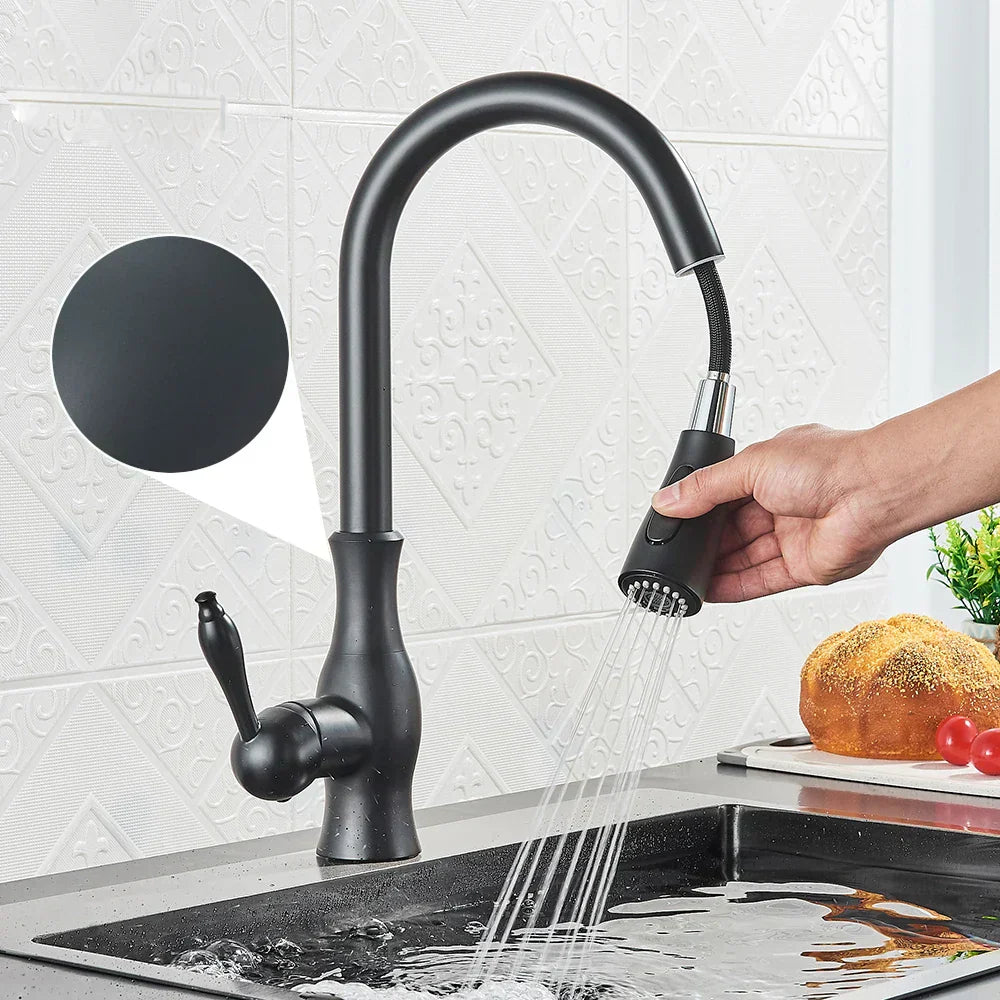 AuroraGleam Gold Kitchen Faucet With Pull-Out Spray