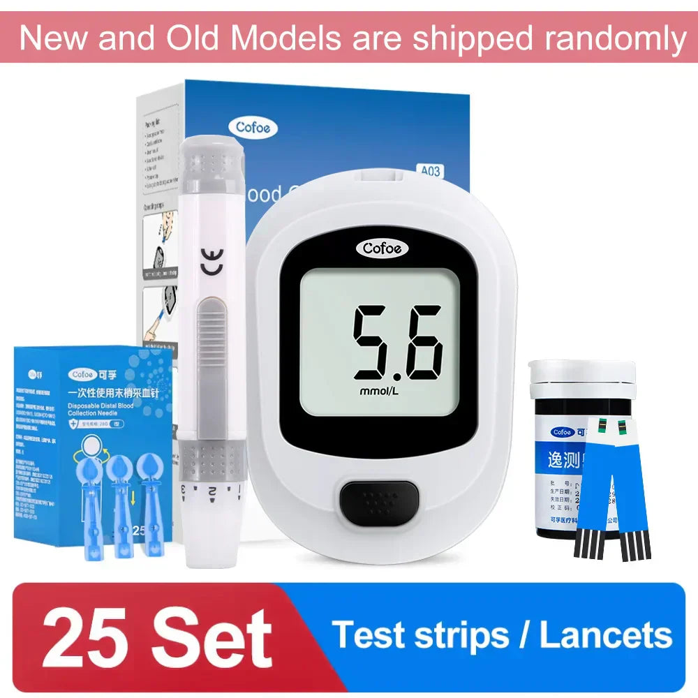 Blood Glucose Glucometer Kit With Test Strips And Lancets
