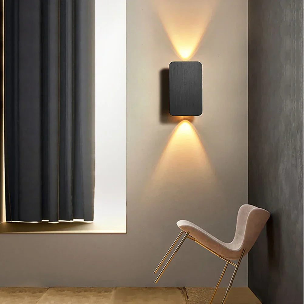 Luno Square Sconce - Up/Down LED For Bedroom & Living Room