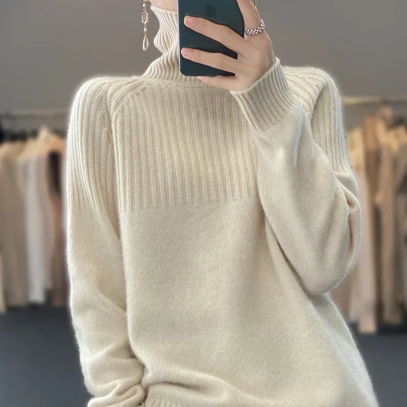 Nova Lyra Wool Turtleneck Sweater for Women Cozy Warm