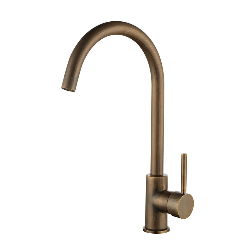 Elegant Antique Bronze Single-Handle Brass Kitchen Faucet