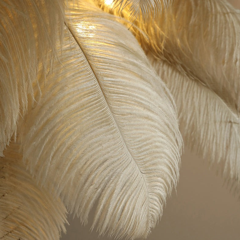 Ostrich Feather LED Floor Lamp Adjustable Height, Soft Glow
