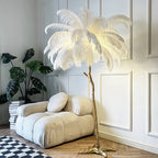 Ostrich Feather LED Floor Lamp Adjustable Height, Soft Glow