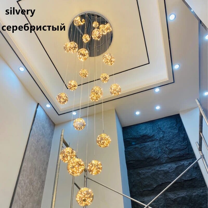 AuroraNova Glass Ball Staircase Chandelier for Stairs