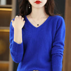 Kizuna Cashmere V-Neck Sweater for Women Slim Fit Style