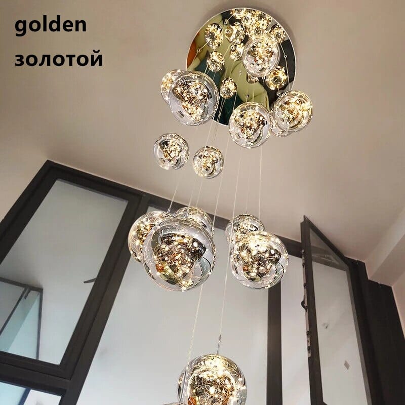 AuroraNova Glass Ball Staircase Chandelier for Stairs