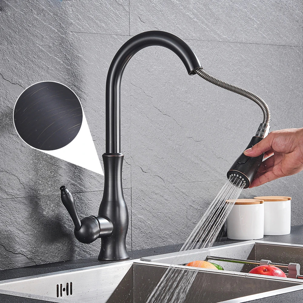 AuroraGleam Gold Kitchen Faucet With Pull-Out Spray
