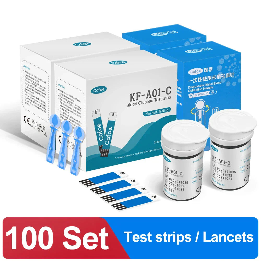 Blood Glucose Glucometer Kit With Test Strips And Lancets