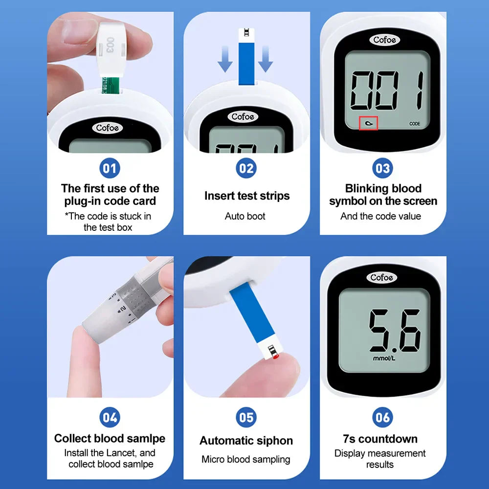 Blood Glucose Glucometer Kit With Test Strips And Lancets