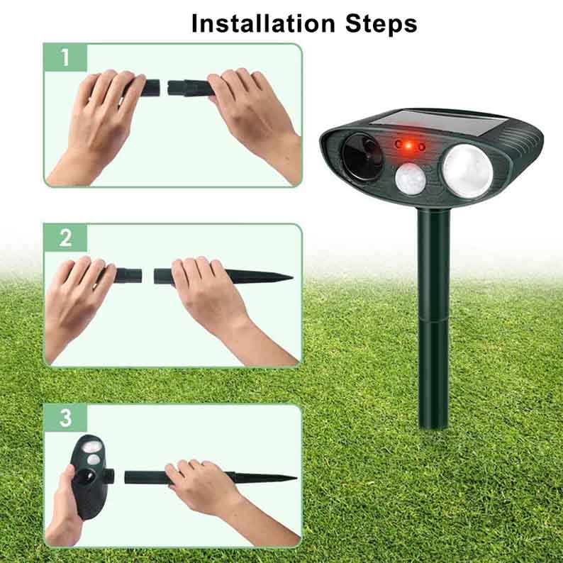 Zonne Ultrasonische Konijnenverjager Met Knipperend Licht