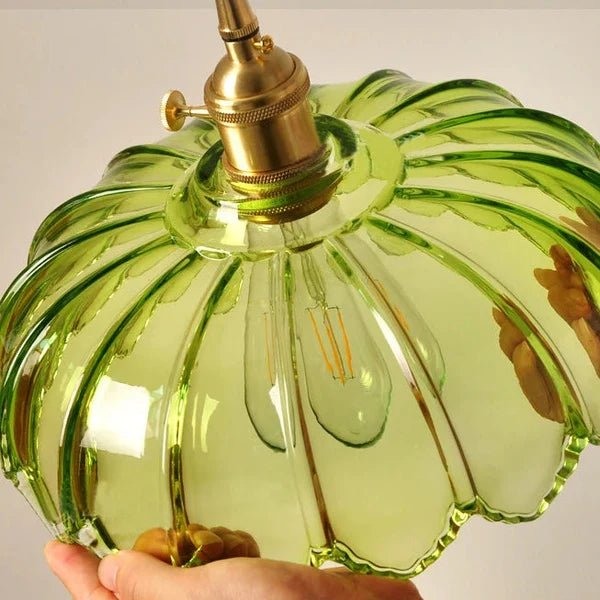 Vintage Floral Scalloped Glass Pendant Lamp – Victorian Style Kitchen Pendant Lighting with Adjustable Cable 3