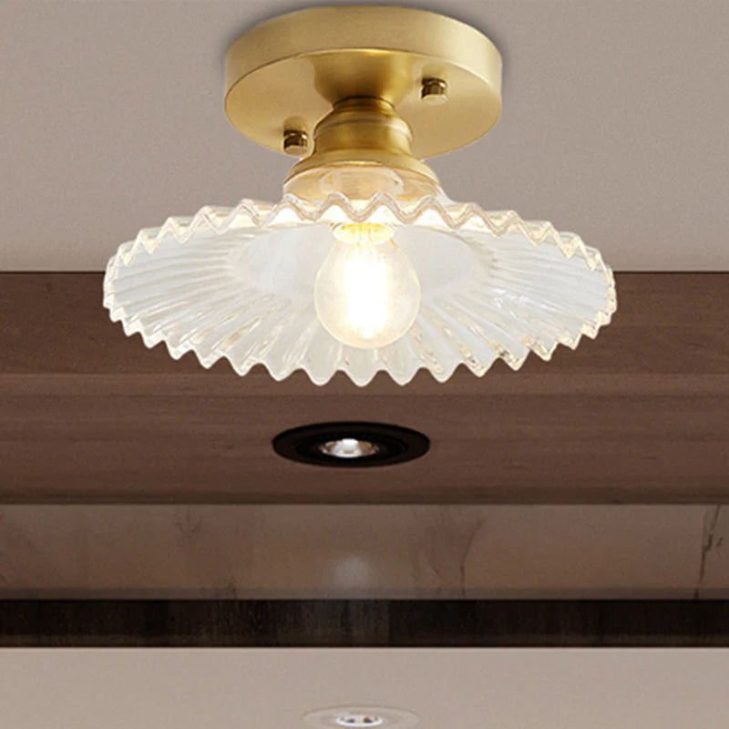 Vintage Ribbed Glass Ceiling Light Fixture – Semi-Flush Design for Dining Room and Modern Interiors 3