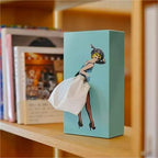 Vintage Pin-Up Tissue Box In Wood With Dress Designs