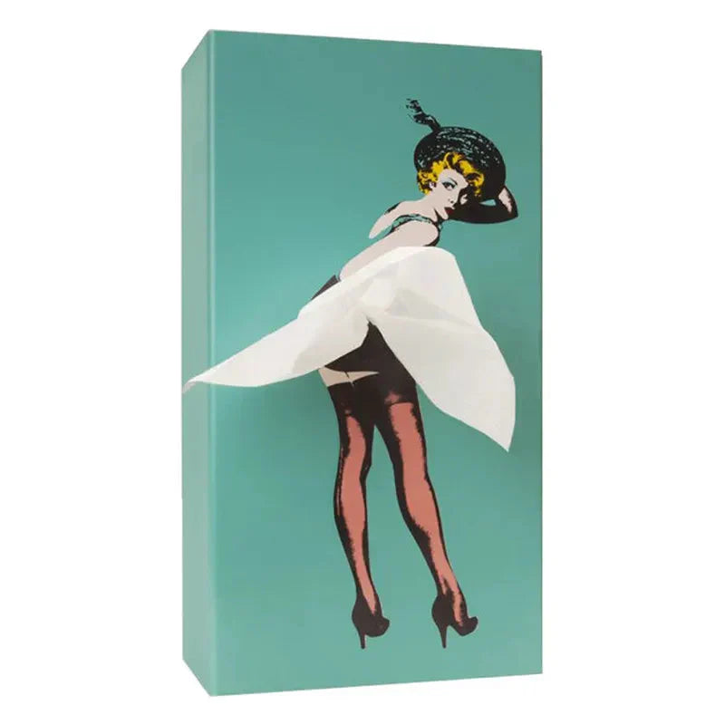 Vintage Pin-Up Tissue Box In Wood With Dress Designs