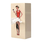 Vintage Pin-Up Tissue Box In Wood With Dress Designs