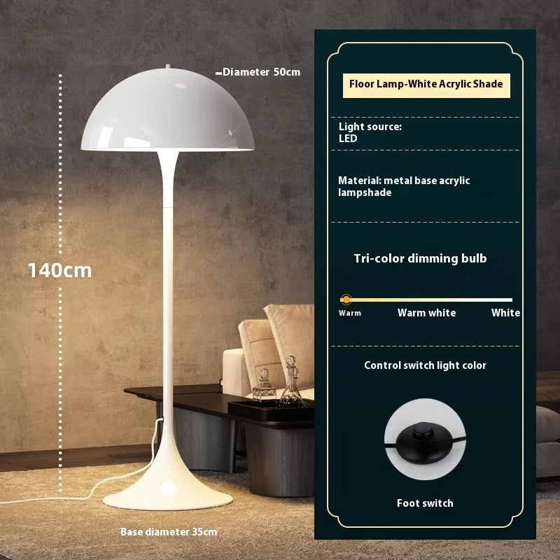 Aurora LED Mushroom Floor Lamp Scandinavian Style Bedroom