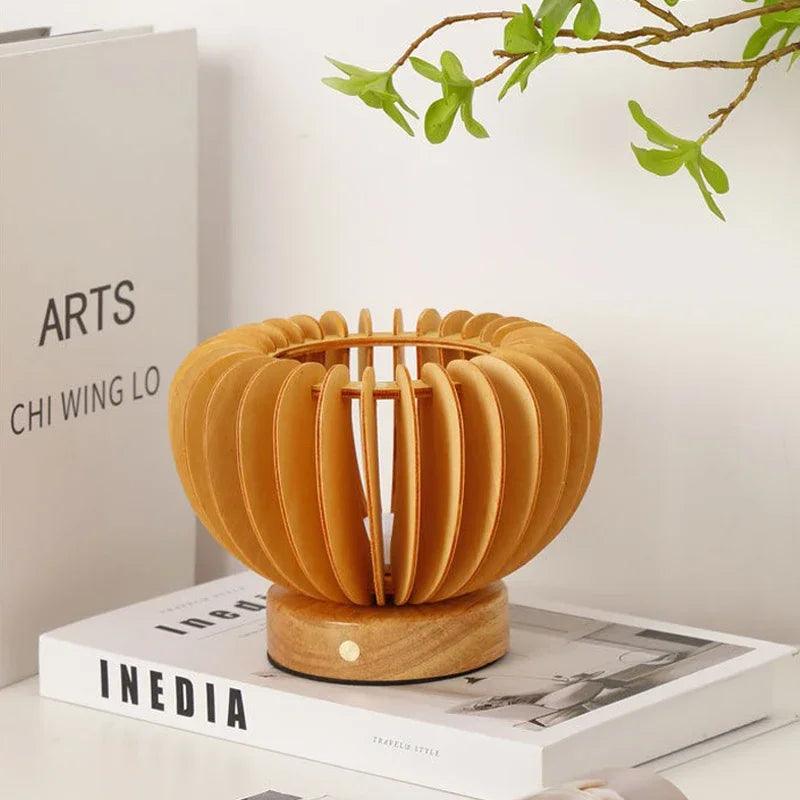 Wooden Table Lamp with Sculptural Design and Touch Controls – Eco-Friendly Bedside Lamp for Living Room and Bedroom 5