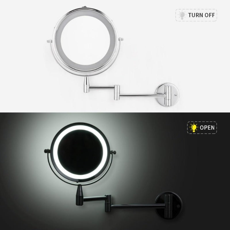 Adjustable LED Makeup and Bathroom Mirror with Dual Arm