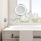 Adjustable LED Makeup and Bathroom Mirror with Dual Arm